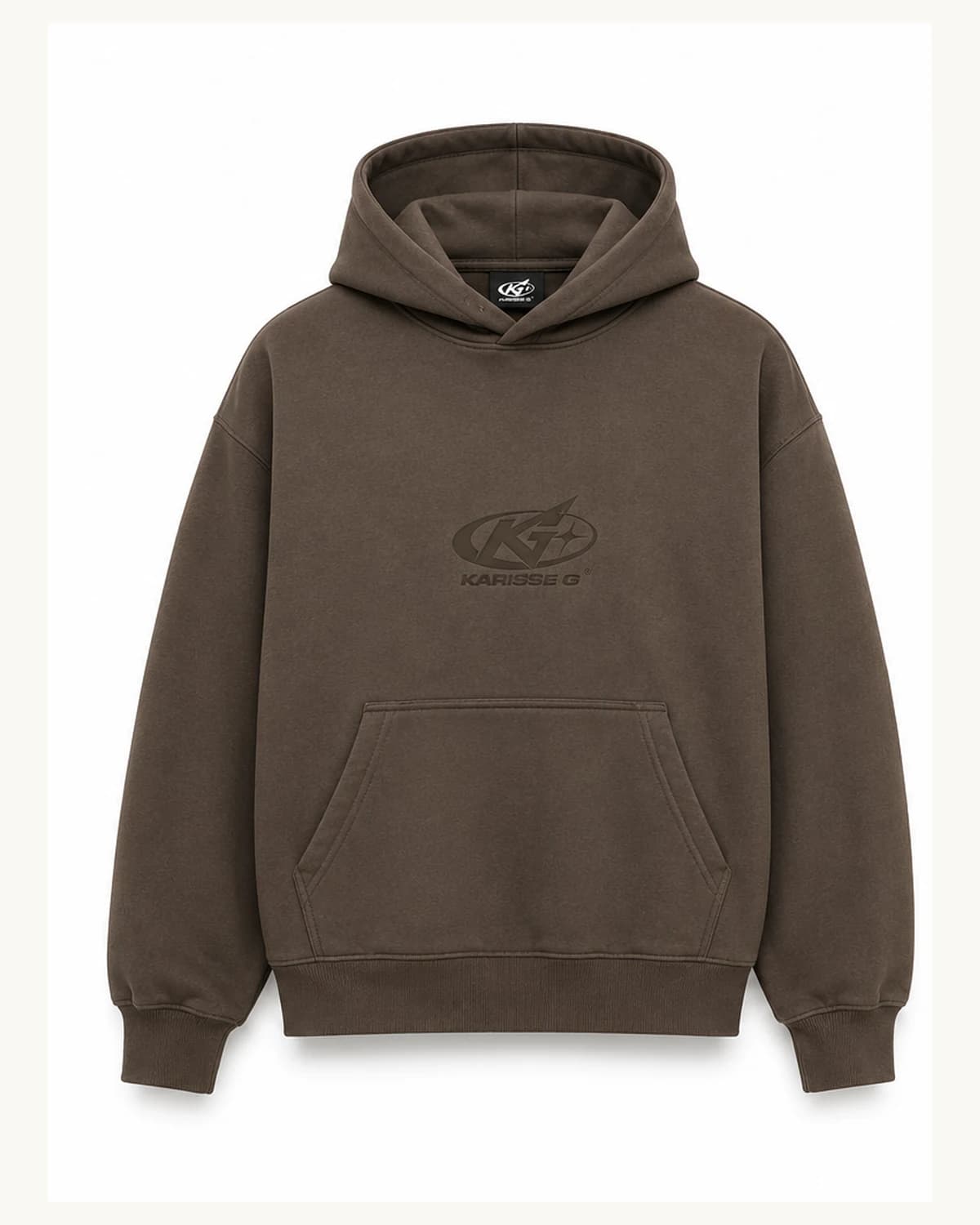 Front view of Mocha Tonal Logo Hoodie